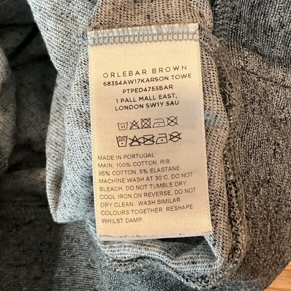 Orlebar Brown Pullover Hoodie Sweatshirt Gray Size S Quiet Luxury Stretch Pocket - Picture 5 of 8